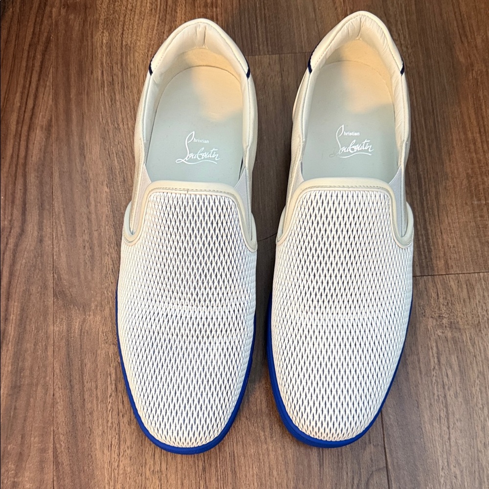 Christian Louboutin White and Blue Men's Loafers